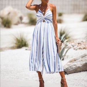 Skylar + Madison Blue & White Striped Jumpsuit